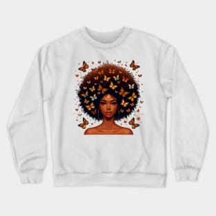 Afro Beauty With Butterflies Crewneck Sweatshirt